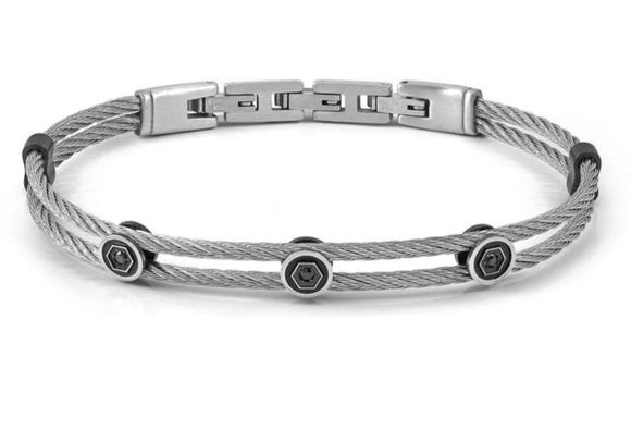 #SEALOVER cable bracelet in steel and cubic zirconia BLACK 135002/007