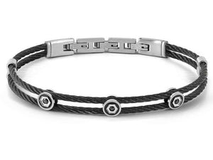 #SEALOVER cable bracelet in steel with BLACK PVD finish and cz BLACK