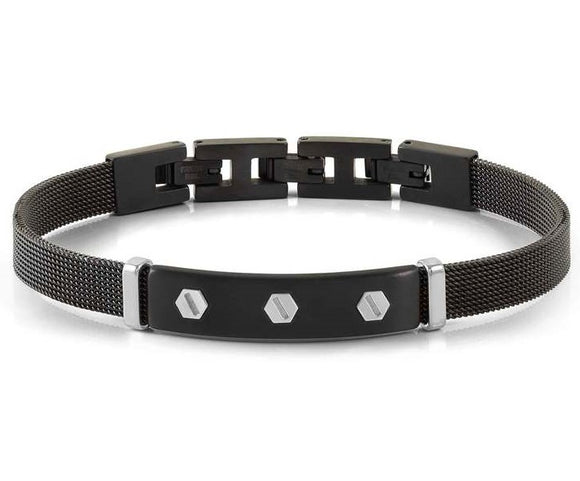 #SEALOVER steel link bracelet with fin. BLACK PVD/STEEL Nut 135004/032
