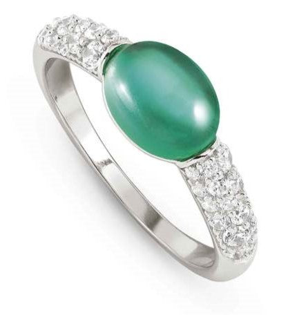 MYRADIANCE ring in 925 sterling silver, cz and synthetic stones PARAIBA TOURMALINE GREEN Size 15