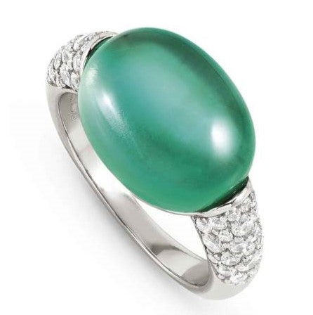 MYRADIANCE ring in 925 sterling silver (LARGE), cz and synthetic stones PARAIBA TOURMALINE GREEN Size 19