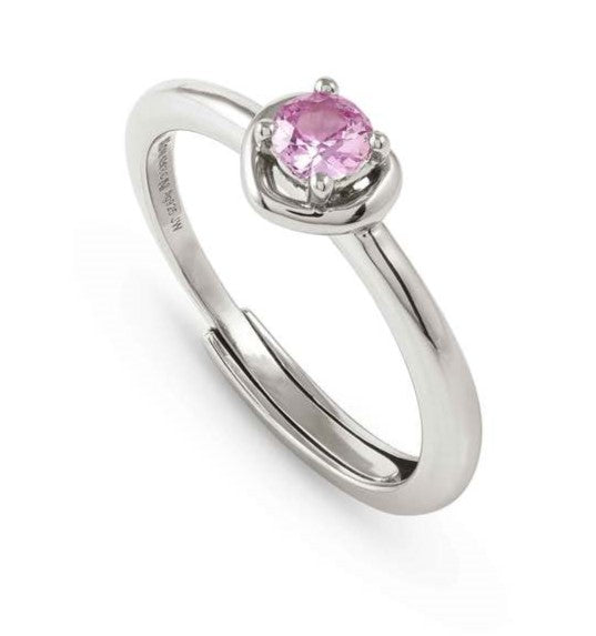 COSMICLOVE ring in 925 sterling silver HEART and colored cubic zirconia PINK