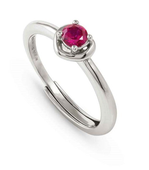 COSMICLOVE ring in 925 sterling silver HEART and colored cubic zirconia RED