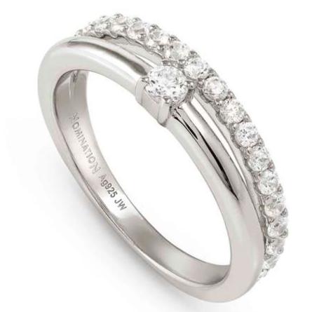 COSMICLOVE ring in 925 sterling silver (RICH) and cubic zirconia WHITE Size 11