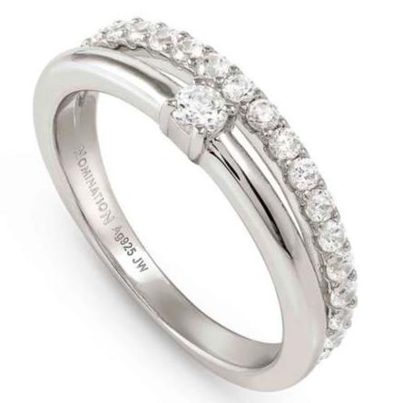 COSMICLOVE ring in 925 sterling silver (RICH) and cubic zirconia WHITE Size 15