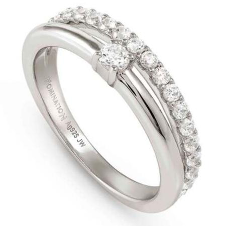 COSMICLOVE ring in 925 sterling silver (RICH) and cubic zirconia WHITE Size17