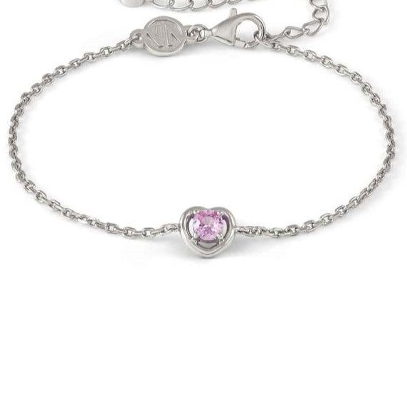 COSMICLOVE bracelet in 925 sterling silver HEART and colored cubic zirconia PINK