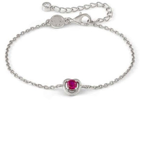 COSMICLOVE bracelet in 925 sterling silver HEART and colored cubic zirconia RED