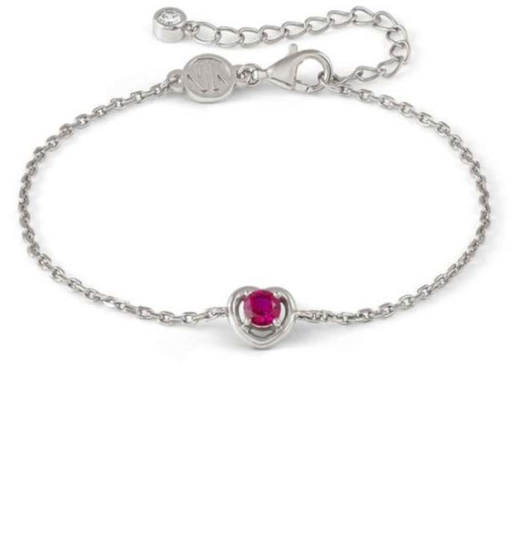 COSMICLOVE bracelet in 925 sterling silver HEART and colored cubic zirconia RED
