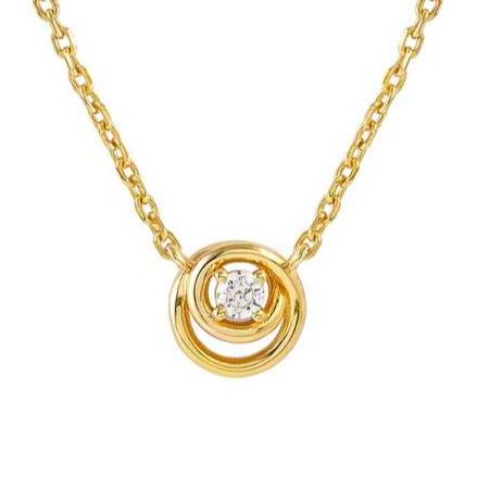 COSMICLOVE necklace in 925 sterling silver and cubic zirconia Yellow Gold Circle