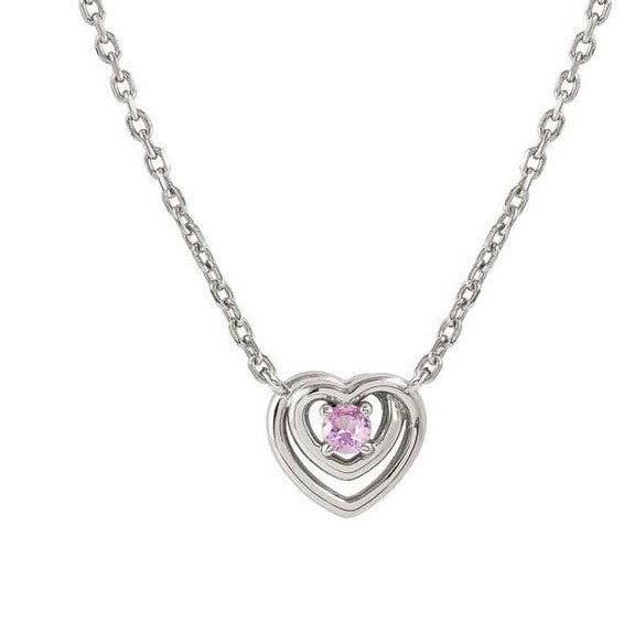 COSMICLOVE necklace in 925 sterling silver HEART and colored cubic zirconia PINK