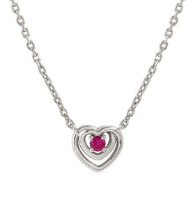 COSMICLOVE necklace in 925 sterling silver HEART and colored cubic zirconia RED