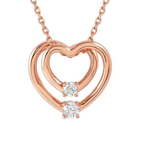 COSMICLOVE necklace in 925 sterling silver and cubic zirconia (LARGE) Heart Rosegold