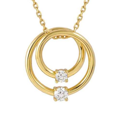 COSMICLOVE necklace in 925 sterling silver and cubic zirconia (LARGE) Yellow Gold Circle