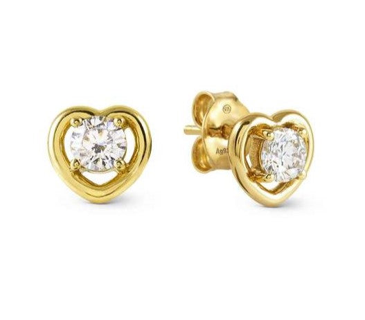 COSMICLOVE earrings in 925 sterling silver and cubic zirconia Heart Gold