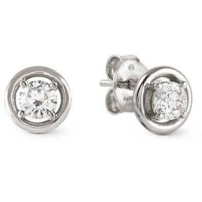 COSMICLOVE earrings in 925 sterling silver and cubic zirconia Silver Circle