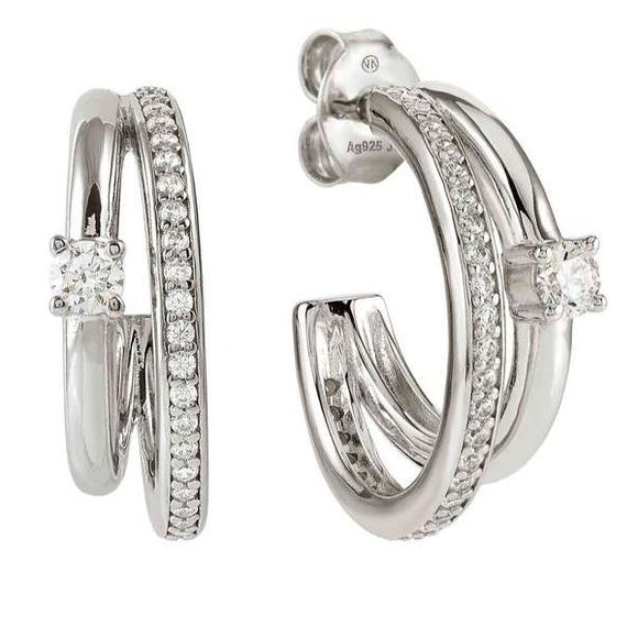 COSMICLOVE earrings in 925 sterling silver (RICCO) and cubic zirconia WHITE 241712/001