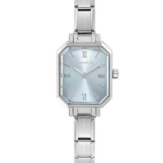 PARIS watch with NEW RECTANGULAR steel strap Light Blue