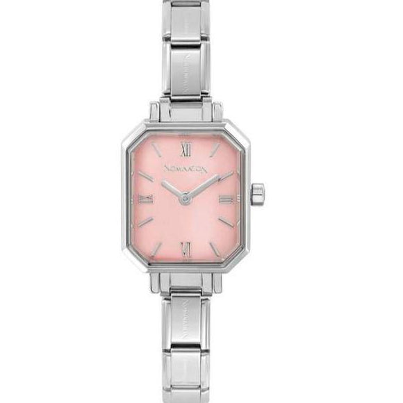 PARIS watch with NEW RECTANGULAR steel strap Pastel pink
