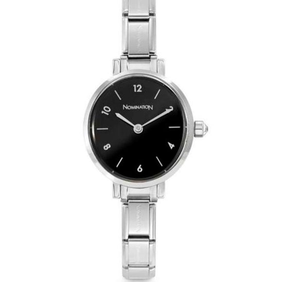 PARIS watch with steel strap OVAL with cz Black