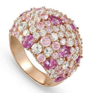 MOSAICA ring in 925 sterling silver (LARGE) and colored cubic zirconia (E) Rose Gold Size17