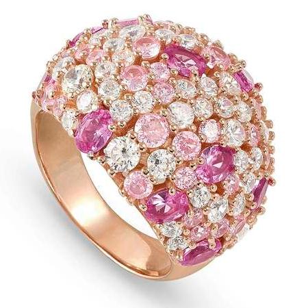MOSAICA ring in 925 sterling silver (LARGE) and colored cubic zirconia (E) Rose Gold Size 13