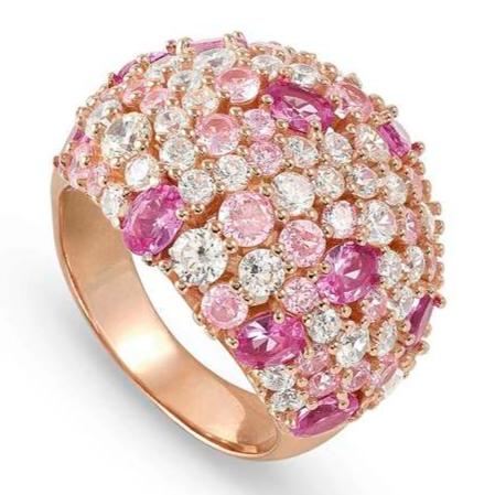 MOSAICA ring in 925 sterling silver (LARGE) and colored cubic zirconia (E) Rose Gold Size 19