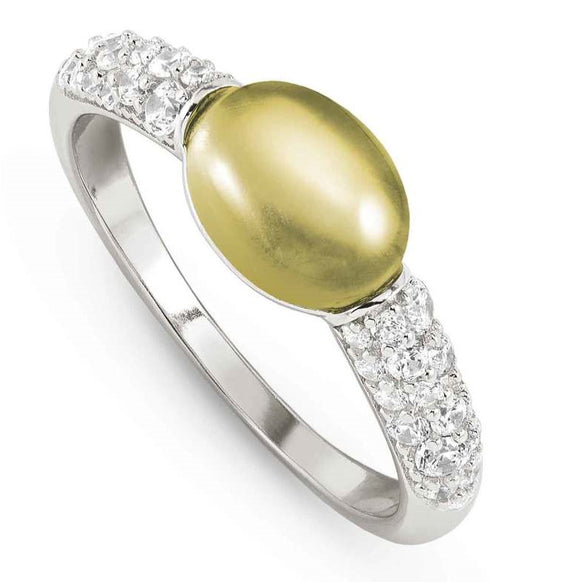 MYRADIANCE ring ed. PRECIOUS in 925 silver, white topaz and natural stone Lemon  Quartz Size17