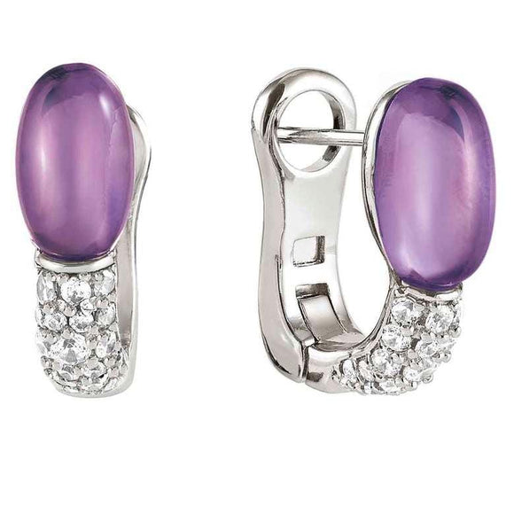 MYRADIANCE earrings ed. PRECIOUS in 925 silver, white topaz and natural stones Amethyst