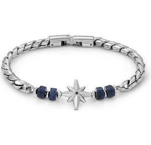 ATLANTE Stones Edition bracelet, steel &  natural stones Wind rose-Sodalite