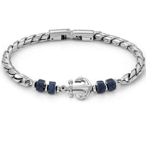 ATLANTE Stones Edition bracelet in steel and natural stones Anchor-Sodalite