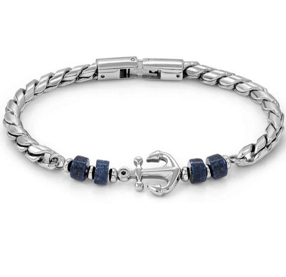 ATLANTE Stones Edition bracelet in steel and natural stones Anchor-Sodalite