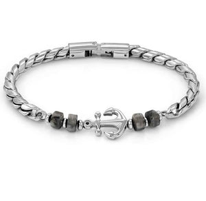 ATLANTE Stones Edition bracelet in steel and natural stones Anchor-Gray Jasper