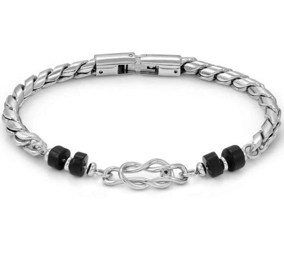 ATLANTE Stones Edition bracelet in steel and natural stones Knot-Black Agate
