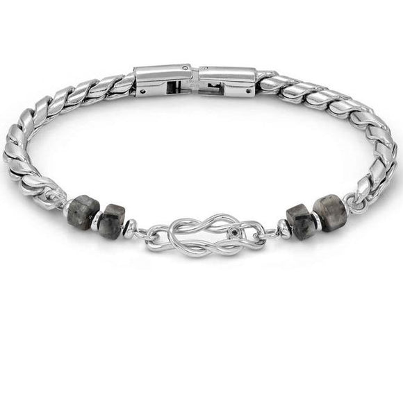 ATLANTE Stones Edition bracelet in steel and natural stones Knot-Gray Jasper