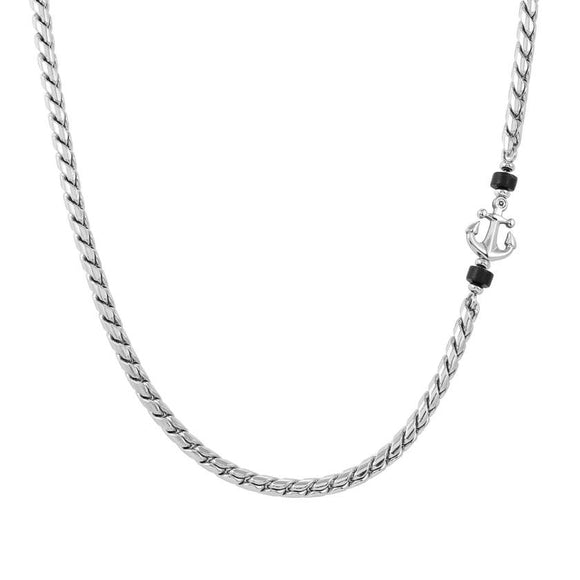 ATLANTE Stones Edition necklace in steel and natural stones Anchor-Agate Black