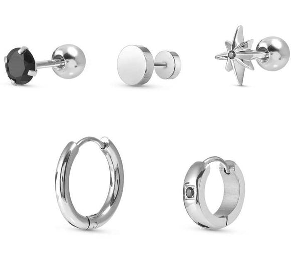ATLANTE Stones Edition set of 5 earrings in steel and cubic zirconia Steel