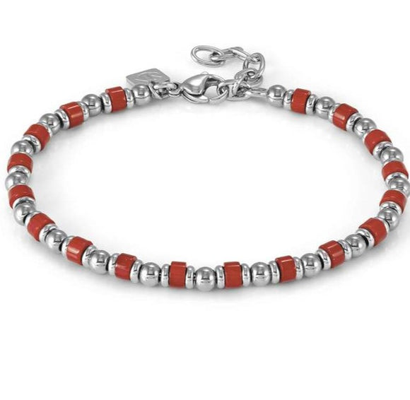 INSTINCTSTYLE Sea Edition bracelet in steel and natural stones RED JADE