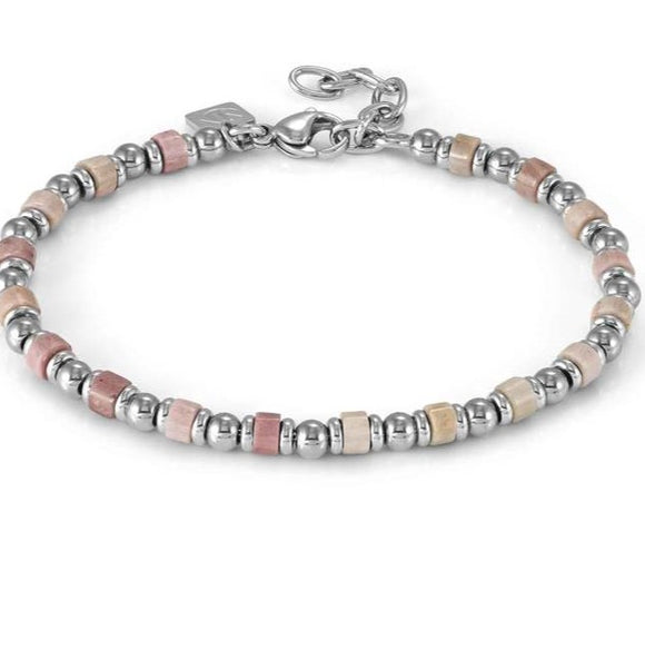 INSTINCTSTYLE Sea Edition bracelet in steel and natural stones PINK JADE