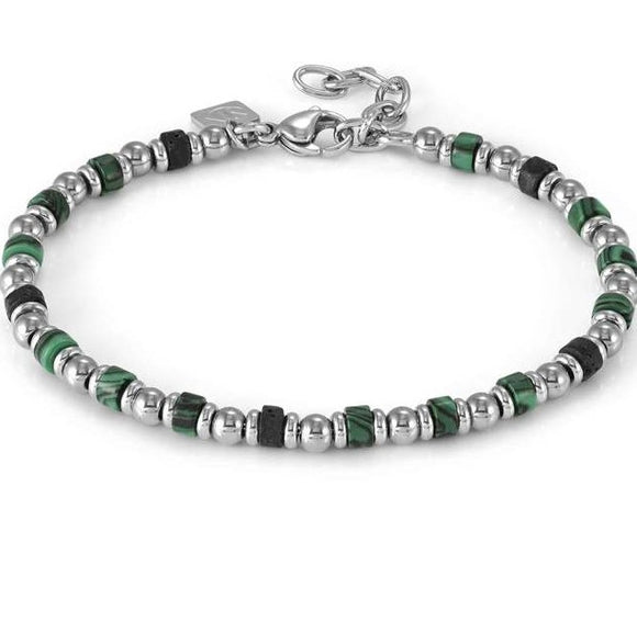 INSTINCTSTYLE Sea Edition bracelet in steel and natural stones MALACHITE AND LAVA STONE