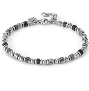 INSTINCTSTYLE Sea Edition bracelet in steel and natural stones GRAY LABRADORITE AND LAVA P.