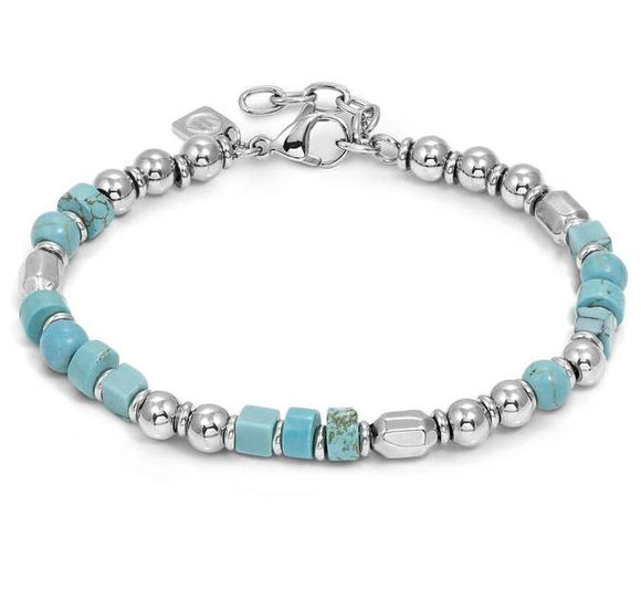 INSTINCTSTYLE Sea Edition bracelet with steel nuggets and natural stones (LARGE) TURQUOISE