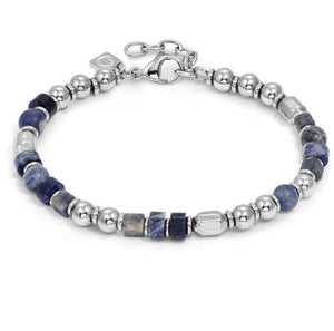 INSTINCTSTYLE Sea Edition bracelet with steel nuggets and natural stones (LARGE) SODALITE