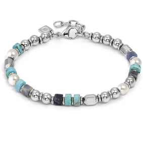 INSTINCTSTYLE Sea Edition bracelet with steel nuggets and natural stones (LARGE) MIX 3