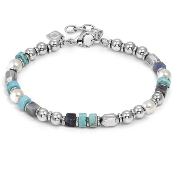 INSTINCTSTYLE Sea Edition bracelet with steel nuggets and natural stones (LARGE) MIX 3