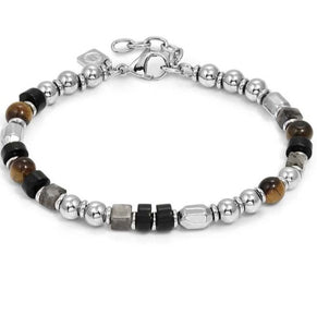 INSTINCTSTYLE Sea Edition bracelet with steel nuggets and natural stones (LARGE) MIX 5