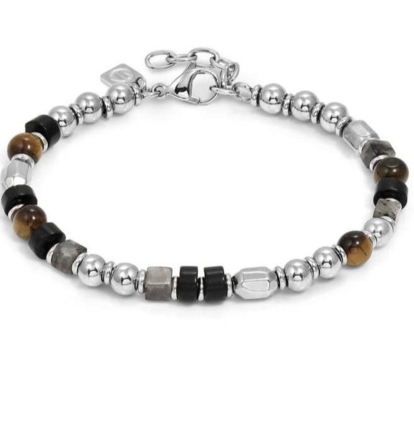 INSTINCTSTYLE Sea Edition bracelet with steel nuggets and natural stones (LARGE) MIX 5
