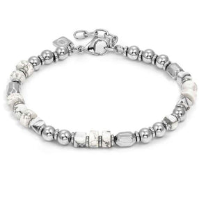 INSTINCTSTYLE Sea Edition bracelet with steel nuggets and natural stones (LARGE) WHITE TURQUOISE