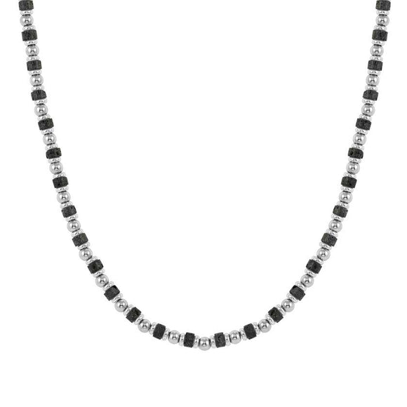 INSTINCTSTYLE Sea Edition necklaces in steel and natural stones LAVA STONE