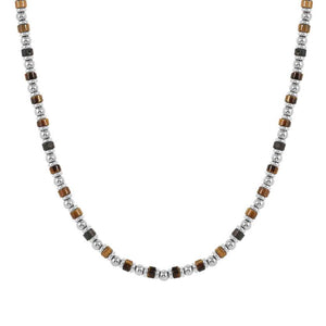 INSTINCTSTYLE Sea Edition necklaces in steel and natural stones TIGER EYE AND LAVA STONE